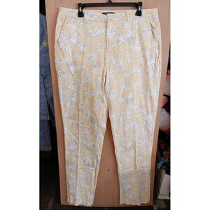 Chadwicks Of Boston 14T Yellow & White Floral Chino Pants High-rise Straight Leg